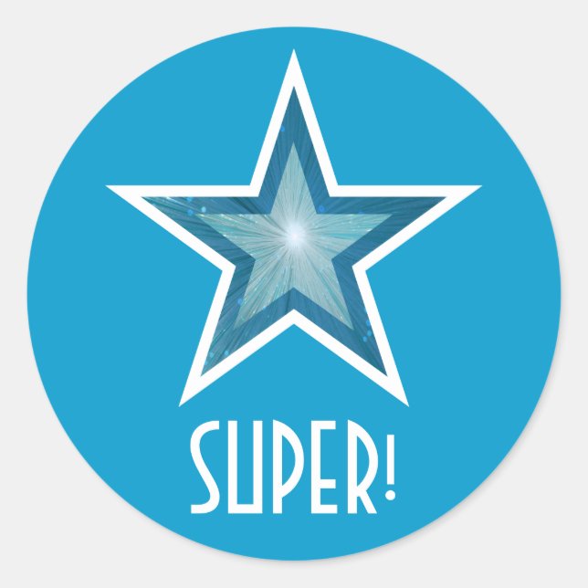Blue Star "SUPER" runder Aufkleber blau! (Vorderseite)