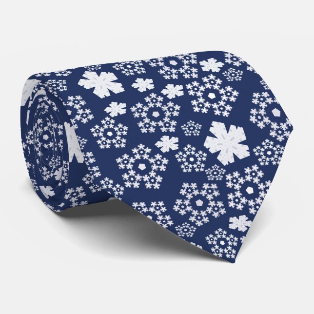 Blue Star und Snowflake Weihnachten Winter Pattern Krawatte (Gerollt)