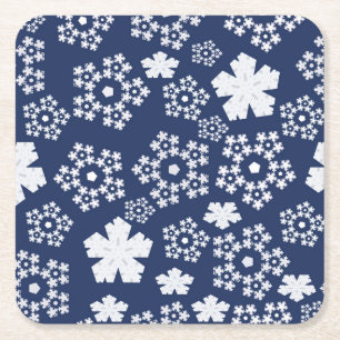 Blue Star und Snowflake Weihnachten Winter Pattern Rechteckiger Pappuntersetzer