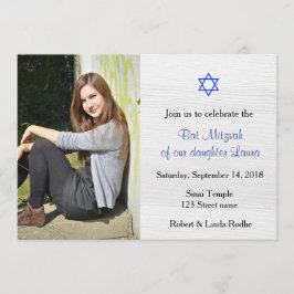 Blue Star und White Wood Bat Mitzvah Einladung