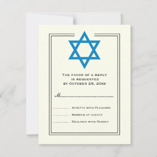 Blue Star von David Bar Mitzvah Antwortkarte RSVP Karte