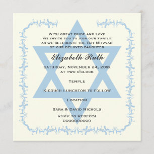 Blue Star von David Damask Bat Mitzvah Einladung