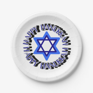 Blue Star von David Happy Hanukkah Chanukkah Juden Pappteller