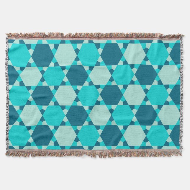Blue Star von David Optical Illusion Pattern Decke (Vorderseite)