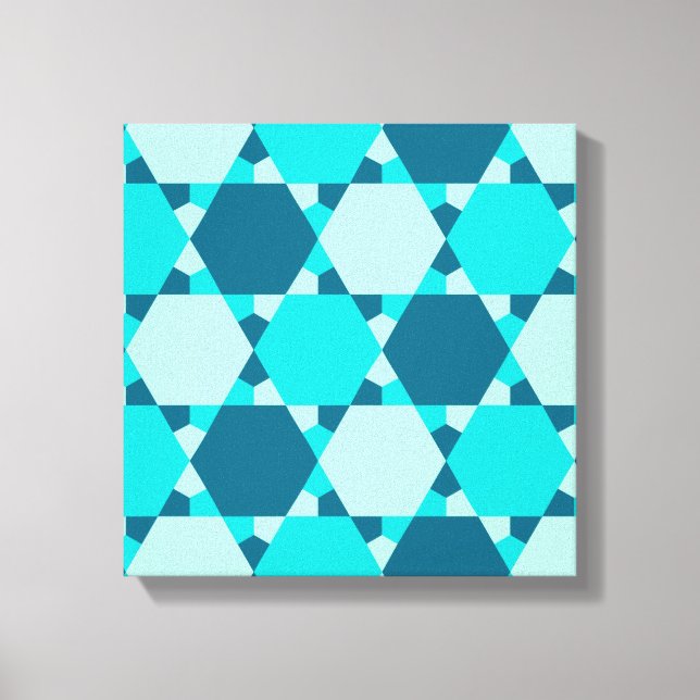 Blue Star von David Optical Illusion Pattern Leinwanddruck (Vorderseite)