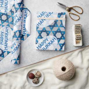 Blue Star von David Pattern / Happy Hanukkah Geschenkpapier