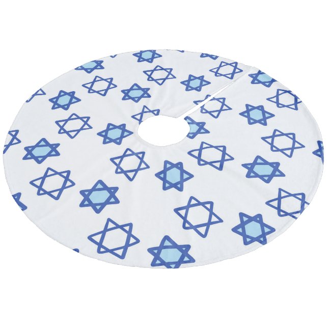 Blue Star von David White und Blue Hanukkah Fleece Weihnachtsbaumdecke (Schrägansicht)