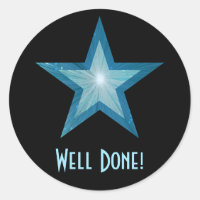 Blue Star 'Well Done' runder Aufkleber schwarz!