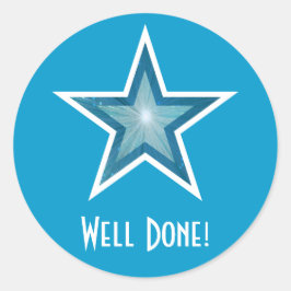 Blue Star 'Well Done' rundes Aufkleber blau!