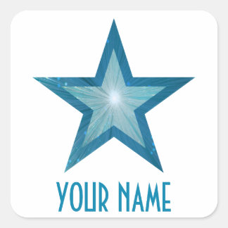 Blue Star "Your Name" viereckiger Aufkleber weiß
