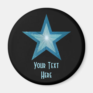 Blue Star "Your Text" Kühlschrankmagnet schwarz Magnet