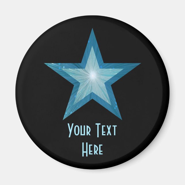 Blue Star "Your Text" Kühlschrankmagnet schwarz Magnet (Vorne)