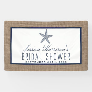 Blue Starfish Beach Burlap-Brautparty Banner