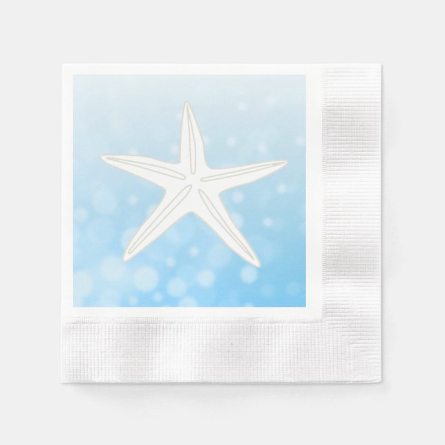 Blue Starfish Beach Hochzeit Napkins Serviette (Vorderseite)