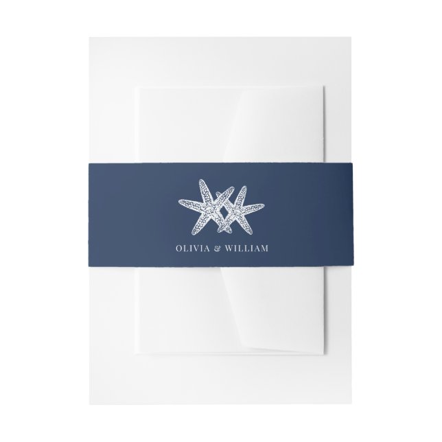 Blue Starfish Beach Minimal Wedding Einladungsbanderole (Vorderseite Beispiel)