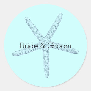 Blue Starfish Beach Runder Aufkleber