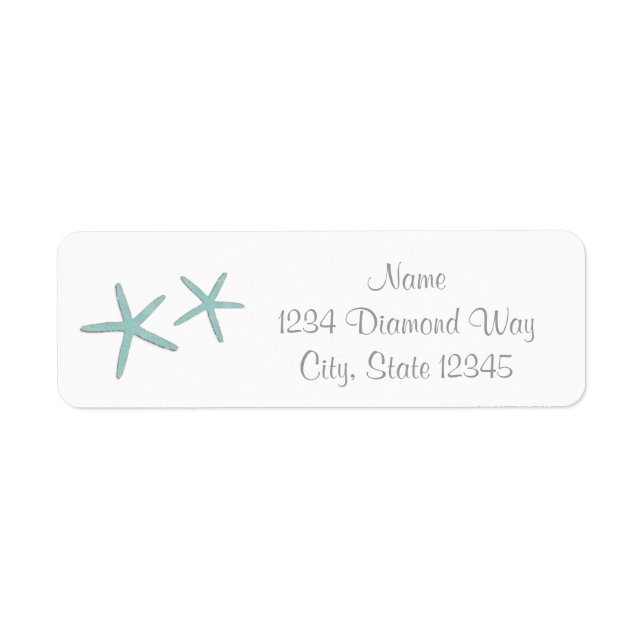 Blue Starfish Beach Sommer Elegante Adresse Labels (Vorne)