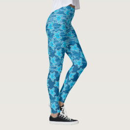 Blue Starfish Cartoon Leggings