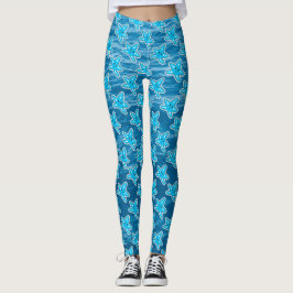 Blue Starfish Cartoon Leggings