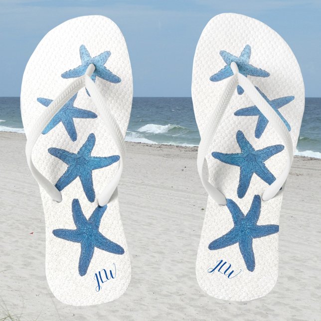 Blue Starfish Personalize mit Initials Flip Flops (Von Creator hochgeladen)
