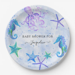 Blue Starfish Seepferd Octopus Beach Baby Dusche Pappteller