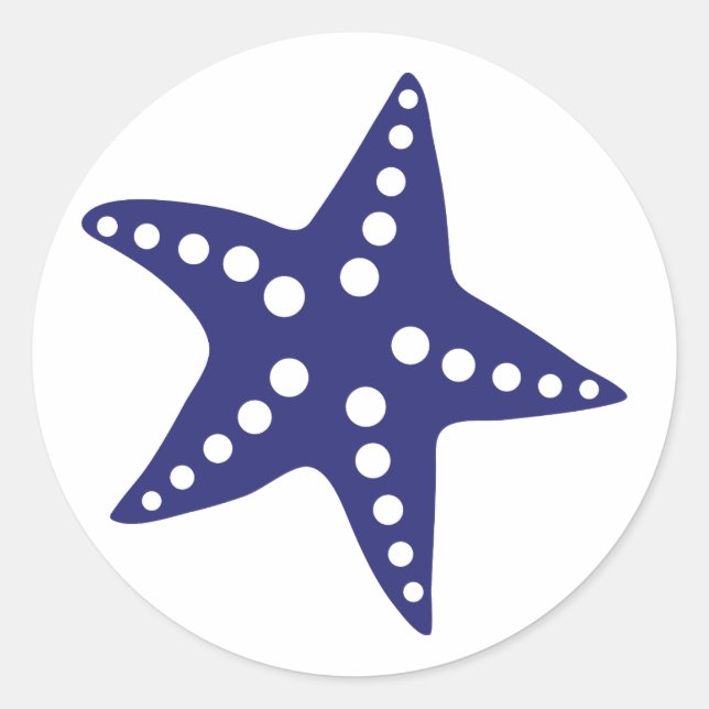 Blue Starfish Sticker, Tropical Beach Theme Runder Aufkleber (Vorderseite)