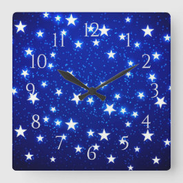 Blue Stargazer Quadratische Wanduhr