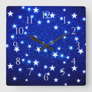 Blue Stargazer Quadratische Wanduhr