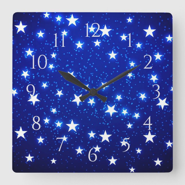 Blue Stargazer Quadratische Wanduhr (Vorderseite)