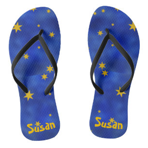 Blue Staright mit Gold Stars Unisex Flip Flops