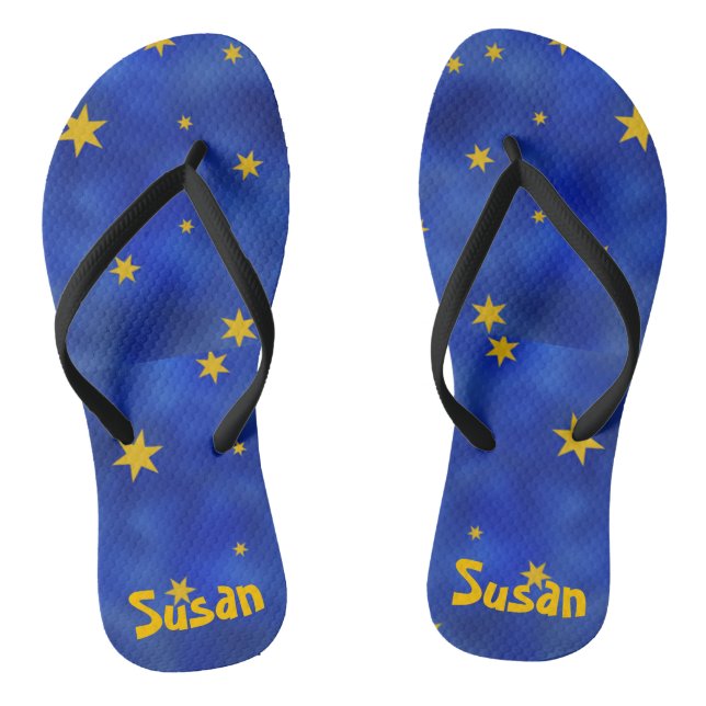 Blue Staright mit Gold Stars Unisex Flip Flops (Fußbett)