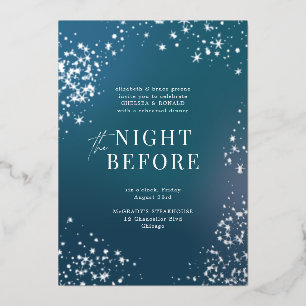 Blue Starry Night Before Wedding Probe Dinner Folieneinladung
