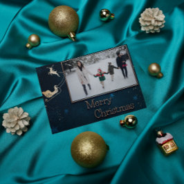 Blue Starry Night Family Foto Weihnachtskarte Feiertagskarte