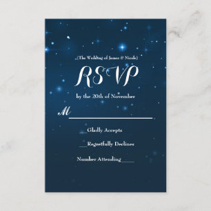 Blue Starry Night Sky Wedding RSVP Response Card Karte