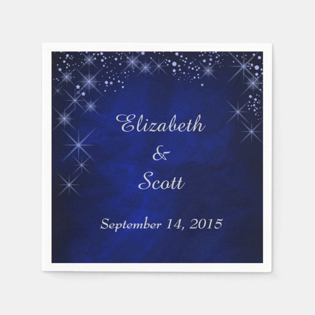 Blue Starry Night Wedding Serviette (Vorderseite)