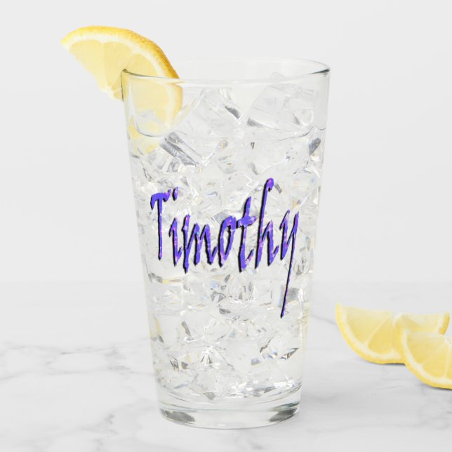 Blue Starry Timothy Name Logo, Glas (Vorderseite Ice)