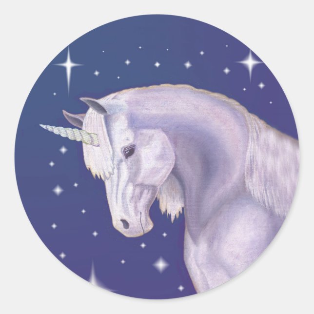 Blue Starry Unicorn Aufkleber (Vorderseite)