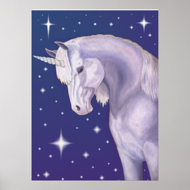 Blue Starry Unicorn Poster (Vorne)