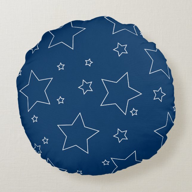 Blue Stars 4. Juli Runde Pillow Rundes Kissen (Rückseite)