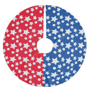 Blue Stars Amerikanische Unabhängigkeitstag Patrio Polyester Weihnachtsbaumdecke