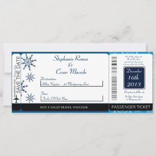 Blue Stars Boarding Pass Einladung Hochzeit