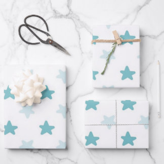 Blue Stars Lovely Sky Pattern Geschenkpapier Set