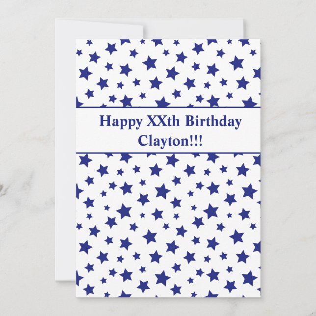 Blue Stars mit Message Birthday Party Einladung (Vorderseite)