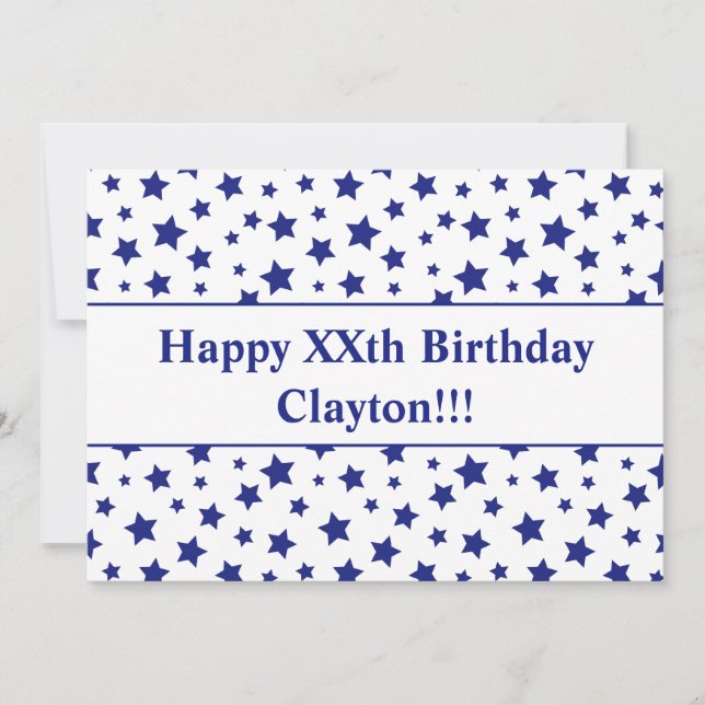 Blue Stars mit Message Birthday Party Einladung (Vorderseite)