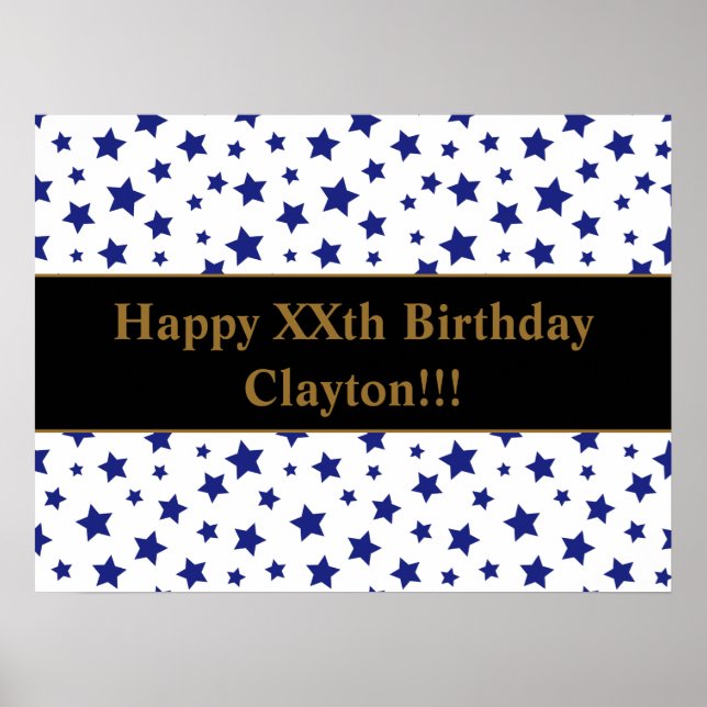 Blue Stars mit Message Birthday Poster (Vorne)