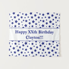 Blue Stars mit Message Birthday Tapestes Wandteppich
