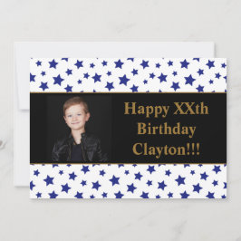 Blue Stars mit Message Foto Geburtstagsparty Einladung