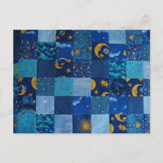 Blue Stars Patchwork Postkarte