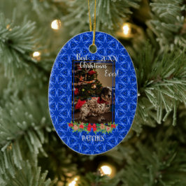 Blue Stars Pet Foto Vorlage Best Christmas Ever Keramik Ornament
