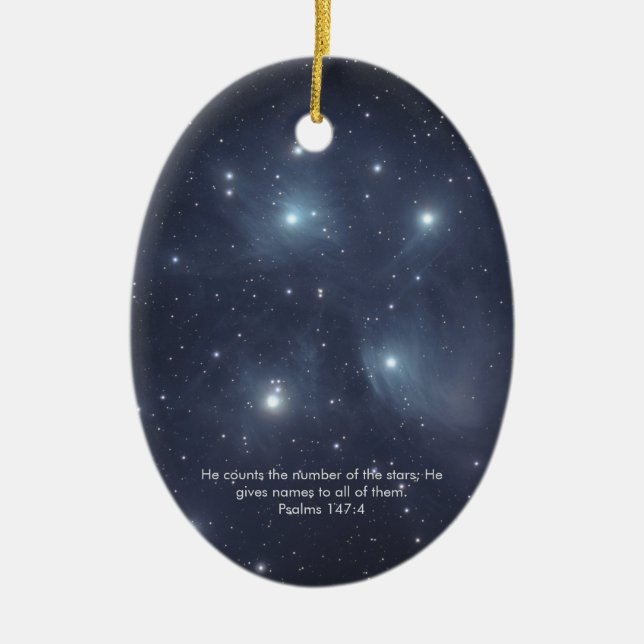 Blue Stars Psalms Scripture Keramik Ornament (Vorne)